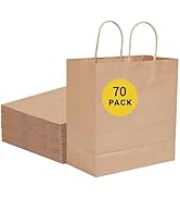 COGLARING Brown Gift Bags 70Pack 13x7x14 Inch Paper Bags Durable, with Handles, Eco-Friendly, Bul...