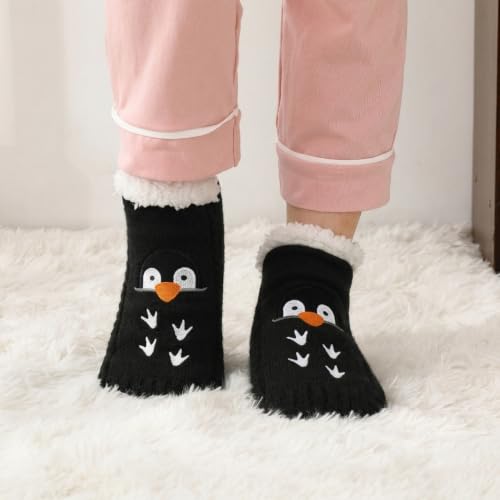 Image of ZYZX Cute Animal Slipper Socks for Women with Grips,Fuzzy Socks Indoor
