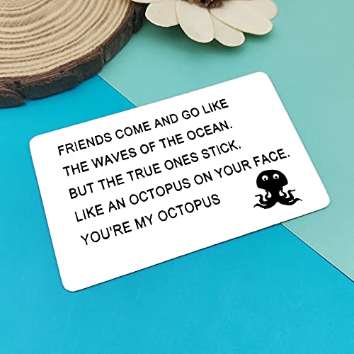 Friendship Gifts for Women Men Best Friend Gift Metal Wallet Card Long Distance Friendship Gift Octopus Jewelry Sister Brother Gifts Birthday Christmas Graduation Gift Appreciation Friendship Gift2
