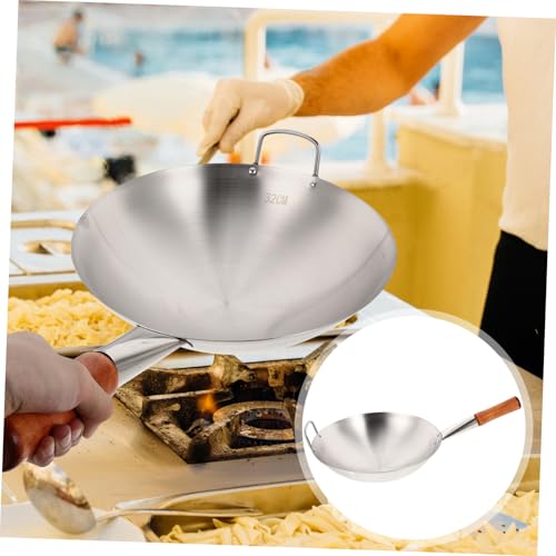 Wok de Acero Inoxidable Plateado con Mango Único Antiadherente miniatura 5