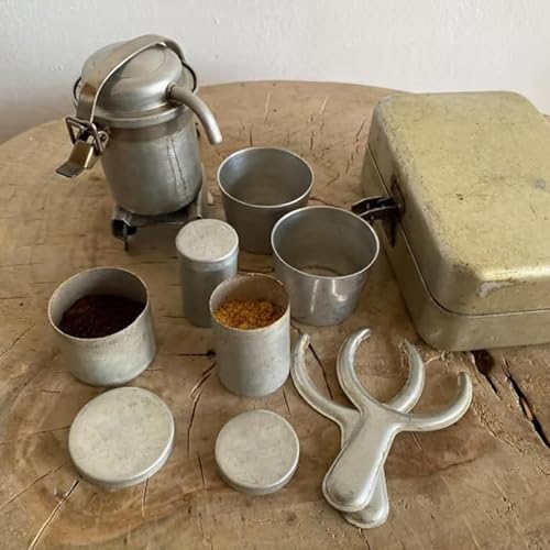 LexTex Kit de café for Acampar de colección, Muy Raro, con un Toque Vintage de Nostalgia, for Espresso y vertido, minimáquina de Espresso portátil for Viajes al Aire Libre con Tazas y cafetera(2 Set)
