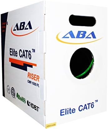 Cat6 Riser (CMR), Ethernet Cable 1000ft, Green, No Spline, Unshielded Twisted Pair (UTP) 23AWG, Solid Pure Bare Copper, 550MHz, UL Certified, Easy to Pull (Reelex II) Box, Bulk Networking LAN Cable