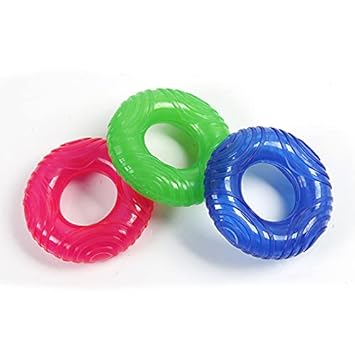 Royale Dog Non-Toxic Soft Natural Rubber Pet Squeaky Chew Crystal Ring Design Dental Teething Cleaning Toys 1 Piece ( Color May Vary )
