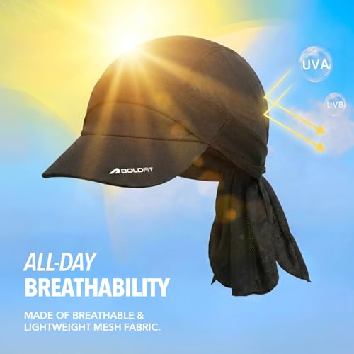 Image of Boldfit Helmet Skull Caps for Men Bike Dew Rag Full Head Caps Helmet with Visor for Bikers Sweat Cooling Skulls Toppa for Cycling, Skull Cover for Summer Helmets Cap for Man - Black