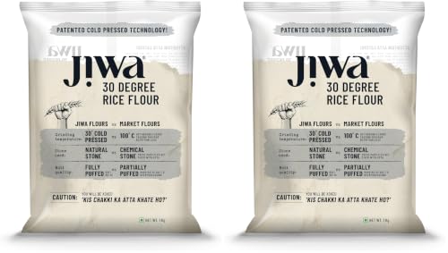 Image of Jiwa 30 Degree Rice Flour /Atta | 1 Kg | Patented Cold Pressed Flour | Slow Ground | Puffed Soft Rotis | Chawal Ka Atta | Gluten Free (Pack of 2)