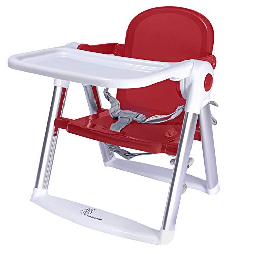 Image of R for Rabbit Jelly Bean 3 in 1 Booster Chair for Baby, Booster Seat, Portable Booster Chair with 3 Point Safaty Harness and Removable Feeding Tray (Red)