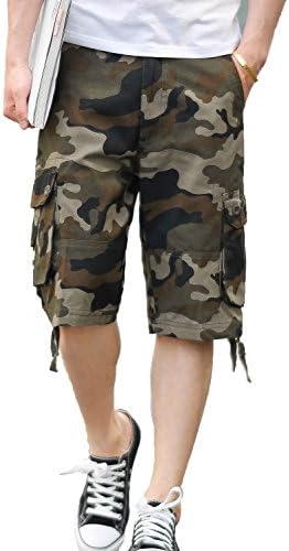 CANASOUR Outdoor Men's Twill-Cargo Shorts (29, Green Camouflage)