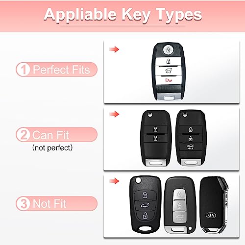 Image of Pangpai Pink Key Fob Cover for Kia, Soft TPU Key Case Protection with Bling Keychain Fit for Kia Forte Koup Niro Optima Rio Sorento Soul Sportage Smart 2 3 4 Buttons Key