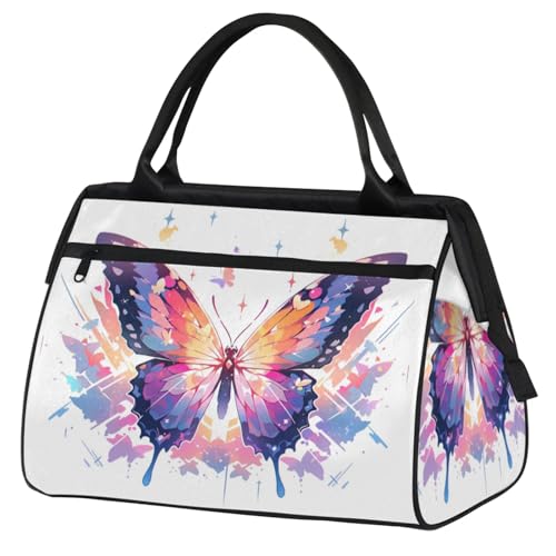 Butterfly Gym Bag for Women Men Travel Sports Duffel ith Trolley Sleeve Waterproof Sports Gym Weekender Overnight Carry On Tote Bag for Travel Gym Sport-22