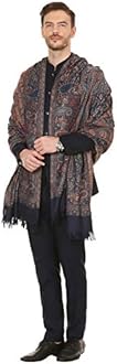 Pashtush Mens fine Soft Ethnic Stole Stole, Jamawar design, Faux Pashmina