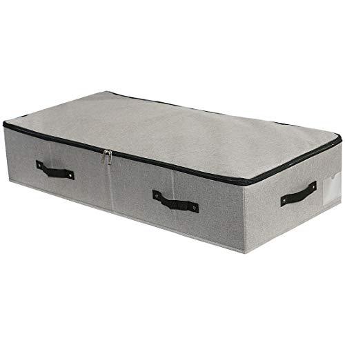 iwill CREATE PRO Große, robuste Unterbett-Aufbewahrungsbox mit Reißverschluss Deckel, starre, robuste Kunststoffplatte innen, Griffe an Allen Seiten, Dunkelgrau