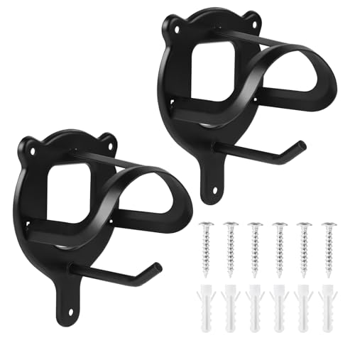 SUPAWAY Set di 2 Porta-morso in Metallo Nero, Gancio per Briglia, Porta-finiture con Tubo Espansivo e Viti per Sellaia, Scuderia, Accessori Briglia, Guide e Cordame