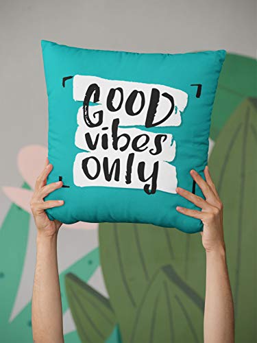 Yaateeh Motivational Quotes Good Vibes Only Teal Turquoise Throw Pillow Covers Decorative 18X18 Inch Pillowcase Square Cushion Cases For Home Sofa Bedroom Livingroom #TOP1