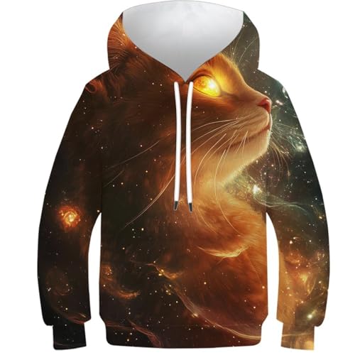Sweat enfant imprimé 3D chat du cosmos pour le collège et les loisirs