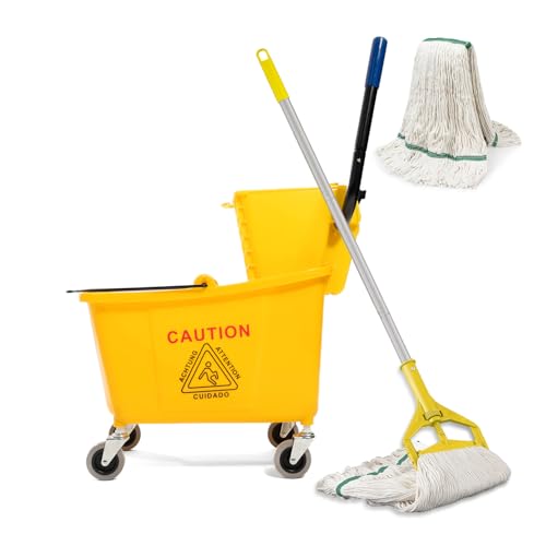 35Qt Commercial Mop Bucket with Side Press Wringer...
