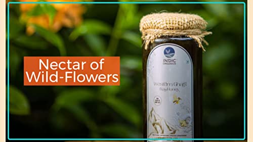 Image of Indic Organics Western Ghats Raw Wild Forest Honey | Wild-Flower, Unprocessed, Unheated & Unpasteurized | Produced by Non-Sugar Fed Bees, 650 gm (Wild Forest, 650 Gm)