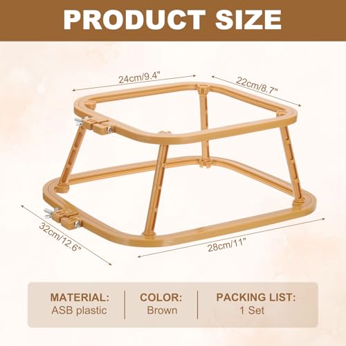 Image of PATIKIL 9.4 inch x 8.7 inch Square Embroidery Hoop Stand, Adjustable ABS Plastic Cross Stitch Stand Hands-Free 2-Tier Embroidery Hoop Holder Punch Needle Frame for Sewing Arts Needlework, Khaki