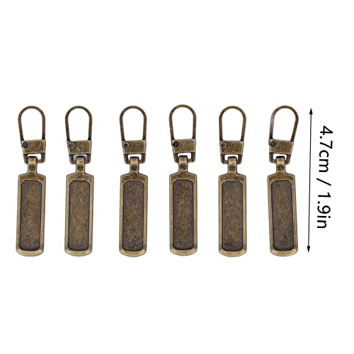 6Pcs Zipper Pull Tabs, Metal Zipper Heads, Removable - for Purse Clothes, Jeans, Suitcase, Luggage (Bronze) - Image 4