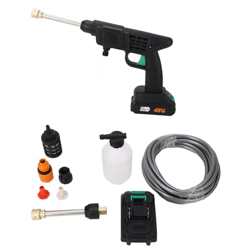 Lavadora a Presión Inalámbrica, Hidrolavadora de 90 Bar /1300 PSI, Pistola de Lavado de Coches Eléctricos con Batería de 1200 MAh, Limpiador de Energía Portátil de Mano para Coche (Enchufe de la UE)