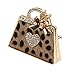 Juqrelith Print Bag Keychain, Zinc Alloy, Rhinestone Decoration, 5.3 x 3.4 x 3.2cm - Fashionable Accessory, Durable Pendant, Ideal for Keys and Bags