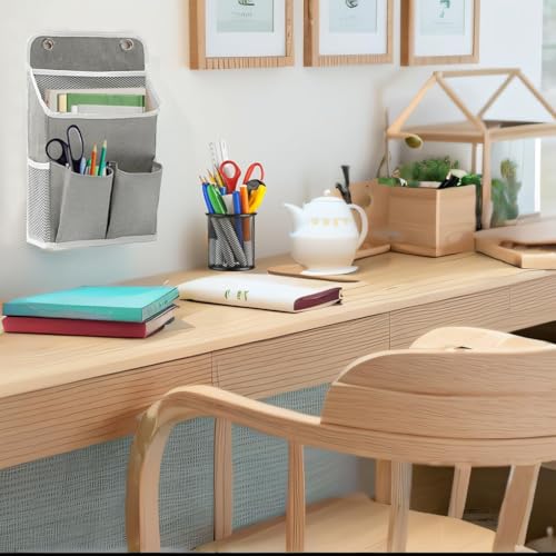 Calkkrer 2 Stück Hängeorganizer Grau, Wandorganizer mit Taschen, Türregal Stoff Hängeaufbewahrung für Bad, Schlafzimmer, Büro, Wohnmobil, Camping Aufbewahrung