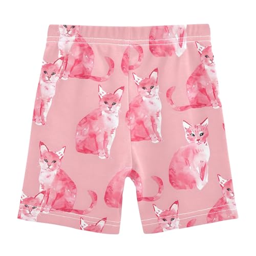 Pink Cat Girls Shorts Elastic Waist Sports Shorts Girls Leggings Pants for 4-10 Years2