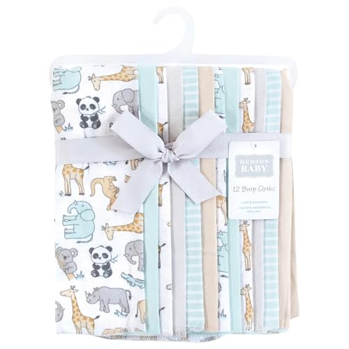 Image of Hudson Baby Unisex Baby Flannel Burp Cloth 12pk, Kangaroo, One Size