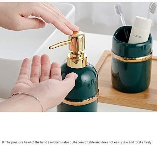 Set Accessori Bagno In Ceramica - Dispenser Sapone, Portaspazzolino, Tazza E Portasapone Con Motivo Onde - Foto 9