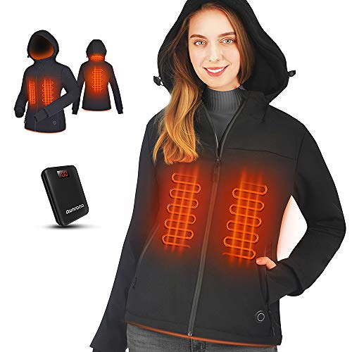 iHeat Women's Heated Jacket Slim Fit Coat with 14400 mAh Battery Pack and Comfortable Hood (Large)
