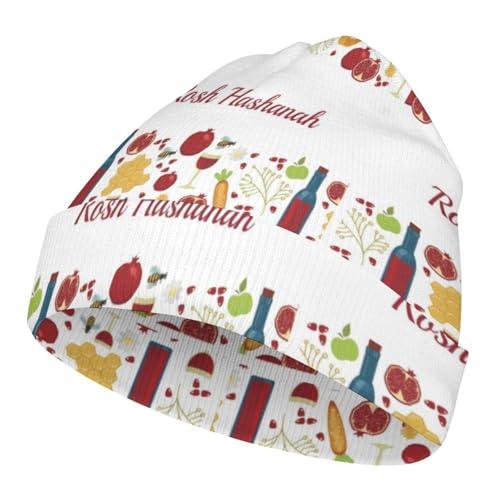 Rosh Hashanah Kids Beanie Hat for for Girls Boys Children Cap Winter Knitted Chemo Cancer Headwear Accessories Gifts Decoration Black