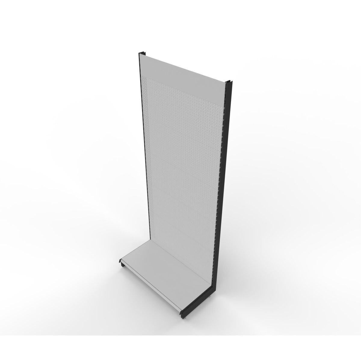 Generisch Wandregal 280x100 cm (HxB), Lochblechrückwand, grau, gebraucht, Kioskregal Supermarktregal Metallregal Kellerregal Lagerregal Buchregal