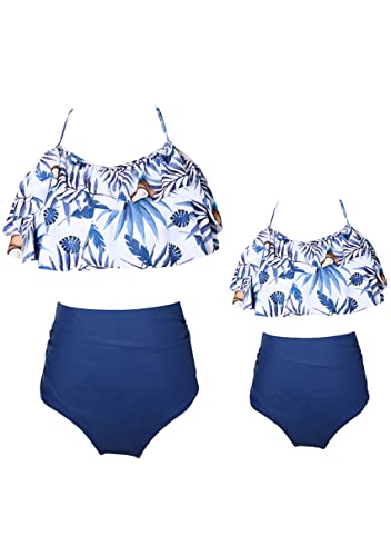 YMING Mom and Daughter Matching Swimsuit Two Piece Bikini Sets Beach Printed Swimwear