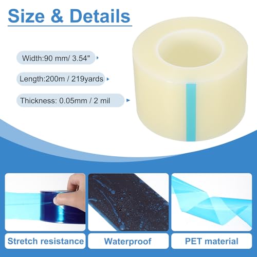 Image of PATIKIL Removable Protective Film Tape, 3.5 Inch x 656 ft PE Surface Protective Scratch Film Tape Roll for Furniture Electrical Appliances Plastic Hardware Medium Stickiness, Clear