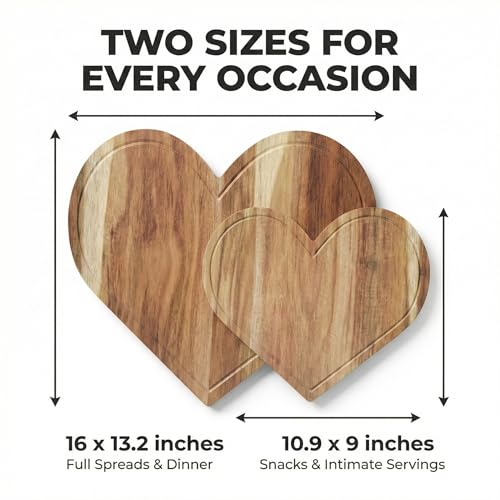 Set de 2 Tablas de Cortar en Forma de Corazón de Madera Acacia miniatura 3