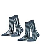 ESPRIT Damen Fine Stripe 2-Pack Socken Biologische Baumwolle Schwarz Blau viele weitere Farben verstärkte Damensocken mit Muster atmungsaktiv bunt mit Streifen im Doppelpack 2 Paar