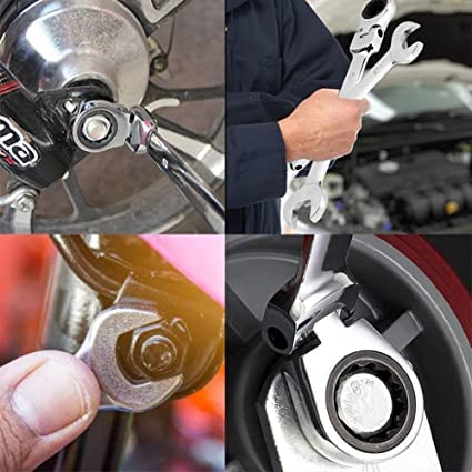 Leliafleury 24 Mm Ratchet Wrench Flex Head, Combination Wrench, Polished Cr-V Chrome Vanadium Steel Metric Spanner,Box And Open End Ring Ratcheting Spanner Tool For Home Bicycle #TOP1