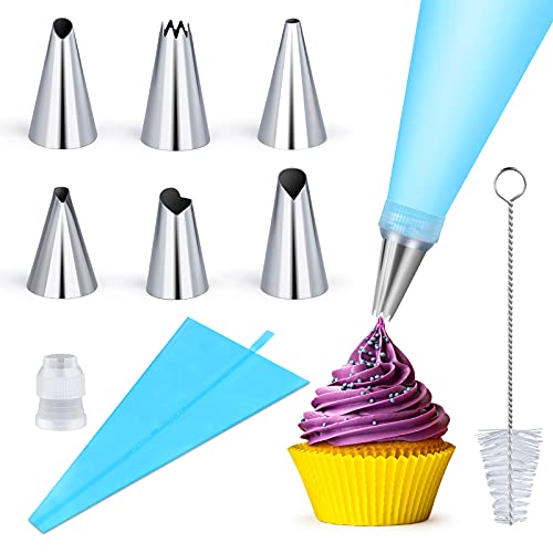 ELECLAND 9 Pcs Piping Bags and Nozzles Set, Reusable Piping Bag Icing Piping Cream Pastry Bag Cake Nozzle for DIY Cake Decorating