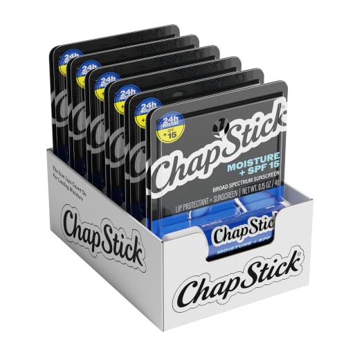 ChapStick Moisturizer Original Lip Balm Tubes SPF 15 and Skin Protectant - 0.15 Oz (Pack of 12)