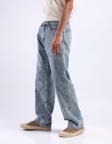 Image of Flying Machine Men's Loose Fit Jeans| Solid | High Rise | Stretchable | Jeans for Man