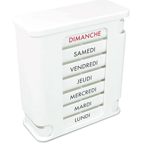 Kerpers® Pillendose Wochenkalender | Wöchentlich 7 Tage 1 Stück | Morgen, Mittag, Abend, Nacht – große Kapazität, mehr Aufbewahrung | Medikamentenbox für Zuhause und Reisen (1 Stück, weiß)