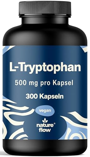 L-Tryptophan hochdosiert 300 Kapseln 500mg pro Kapsel aus pflanzlicher Fermentation vegan & produziert in Deutschland - Verpackung kann variieren - Laborgeprüft