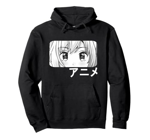 Manga bonita menina olhos Kawaii anime japonês camisola com capuz, Preto, S