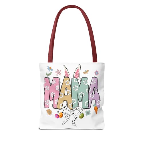 Christian Easter Day Mama Bunny Coquette Tote Bag for Women Casual Reusable Shoulder Shopping Grocery Bags for Mother's Day2
