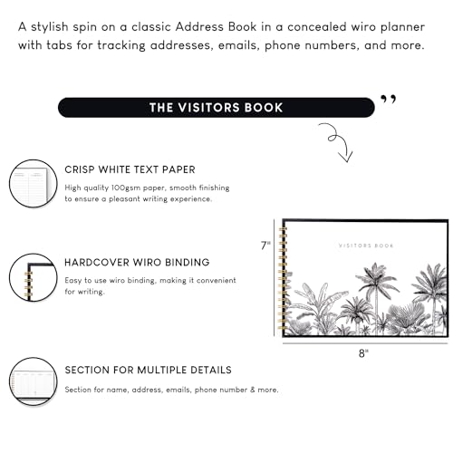 Image of Visitor Book - 8 x 12 Inches | Wiro Bound Guest Register for Hotels, Offices, Exhibitions, Boutiques & Business Use | Medium Size Visitor Log Book for Reception & Front Desk