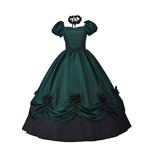 Damen Gothic Viktorianisches Rokoko Kleid Bürgerkrieg Southern Belle Tea Party Ballkleid Mittelalter Abendkleid, Grün, Klein