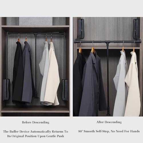 Tringle de penderie réglable noire pour optimisation de rangement de placard ajustable - 4