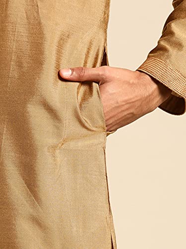Image of Rajubhai Hargovindas Men's Banarasi Cotton Silk Thread Work Kurta Set With Churidar