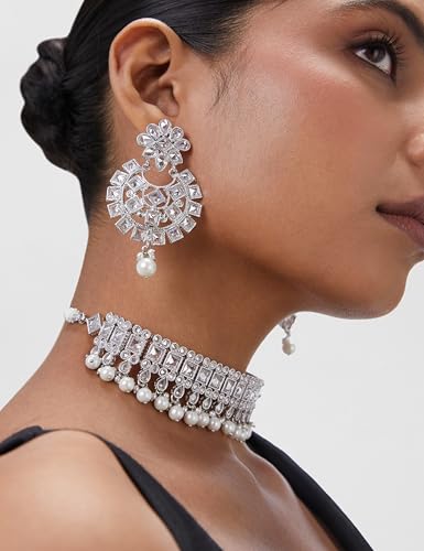Image of Rubans Choker Necklace Set Kundan Traditional Stylish Jewellery Gift for Women & Girls