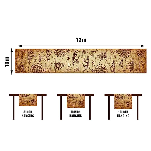 Rvsticty Linen Pirate Party Table Runner Pirate Party Tablecloth Indiana Jones Party Decor Pirate Treasure Table Covers Pirate Party Decorations and Supplies for Home Party-13×72'' by Rvsticty - Image 2