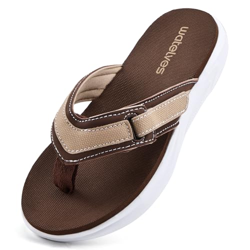 WateLves Kids Flip Flops Boys Girls Sporty Sandals Slip On Summer Beach Sandal Shoes (Brown,38)